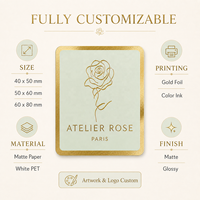 Rouleau d'étiquettes personnalisées en feuille d'or, papier spécial carré arrondi, design rose, autocollant de marque de luxe pour emballage cosmétique