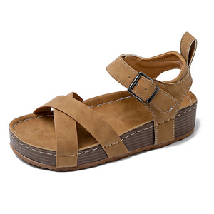 Women Summer New Cross Strap Roman Sandals Thick Sole Open Toe Beach Sandals Wholesale - Product Image 6