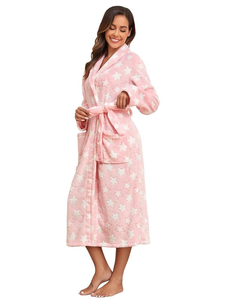 Robe <span class=keywords><strong>de</strong></span> <span class=keywords><strong>nuit</strong></span> décontractée à capuche en <span class=keywords><strong>polaire</strong></span> pour <span class=keywords><strong>femme</strong></span>, imprimé pois mignon, automne-hiver, avec ceinture, manches longues, poches, douce et respirante - Product Image 4