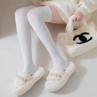 Chaussettes en laine pour femmes, chaussettes hautes jusqu'aux cuisses, chaussettes douces et extensibles en mélange de coton, chaussettes au-dessus du genou, pour un usage quotidien, uniforme scolaire et style décontracté