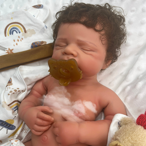 Куклы-реборны из силикона с темной кожей, коричневые кудрявые волосы, мягкие на ощупь, расписанные вручную, коллекционные для любителей кукол и художественных выставок - Product Image 3