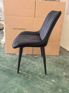 Italian Luxury High-end Restaurant <strong>Armchair</strong> with Minimalist Soft Upholstery Black Velvet <strong>Dining</strong> Chair - Product Image 6