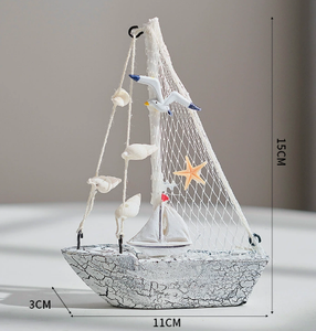 Coquille méditerranéenne Décoration de <span class=keywords><strong>petit</strong></span> bateau en bois Ornements de modèle de <span class=keywords><strong>voilier</strong></span> en bois Bateau d'artisanat pour enfants avec logo personnalisé - Product Image 2