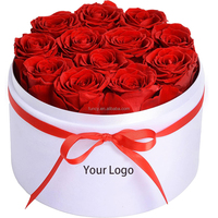 Coffret Cadeau en Velours Naturel Véritable Rose d'Éternité Décor de Mariage Préservé pour Toujours Rose Éternelle Fleurs Naturelles Plantes Cadeaux Décoratifs