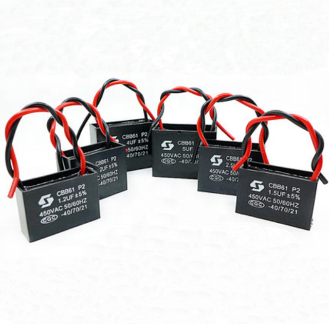 Fan start capacitor CBB61 450V 1uF 1.5uF 1.8uF 6uF Terminal Ceiling Fan Motor Running Rectangle Capacitor