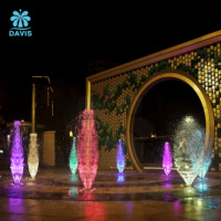 Fontaine musicale à jet d'eau sec ODM OEM Davis, fontaine dansante avec éclairage LED RGB en acier inoxydable 304 pour place de ville