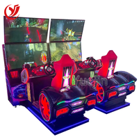 Simulateur de course HD, machine de jeu d'arcade automobile, 4 écrans, fonctionnement à pièces