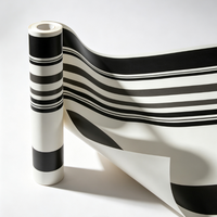 Papier peint auto-adhésif PVC moderne, motif damassé noir et blanc traditionnel, ignifuge et résistant à l'humidité, pour hôtels et maisons, idéal pour les salons.