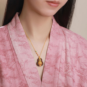 Antico Fulu personalizzabile in palissandro rosso madreperla collana dorata oro <span class=keywords><strong>argento</strong></span> intarsiato pregiato ciondolo collane supporti - Product Image 1
