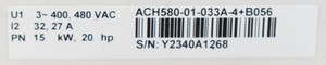 ACH58001033A4B056 ACH580 ซีรีส์ v21821 ตัวแปลงความถี่ 15kW PLC - Product Image 1