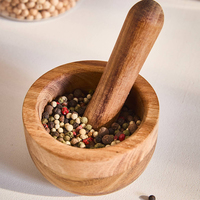Mortier et Pilon en Bois d'Acacia "Natural House" pour Herbes, Écrase-Ail, Moulin à Café, Broyeur à Gingembre et Broyage d'Épices