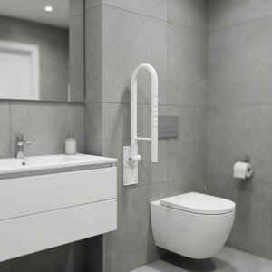 Barre d'appui pliante blanche en U pour toilettes, barre de sécurité pour salle de bain pour l'arthrite et les personnes à mobilité réduite - Product Image 1