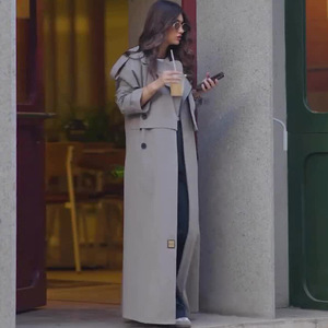 2025 all'ingrosso autunno e inverno nuova moda elegante temperamento <span class=keywords><strong>trench</strong></span> da <span class=keywords><strong>donna</strong></span> retrò britannico - Product Image 3