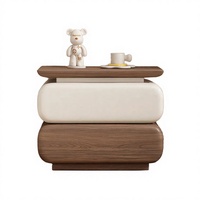 Meuble de chambre à coucher italien de luxe léger 2025, table de chevet haut de gamme, simple, moderne, intelligente, en bois massif, avec lumière LED, 2 tiroirs, pour salon