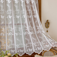 Voilages de cuisine en dentelle blanche romantique à la française, transparents, en gaze, pour la décoration des fenêtres de la maison - Vente en gros