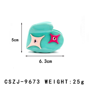 CANYUAN Pinces à cheveux pour femmes en acétate de haute qualité, forme de cœur bleu, 6,3 cm, avec strass, mignonnes et tendance, avec logo personnalisé - Product Image 2