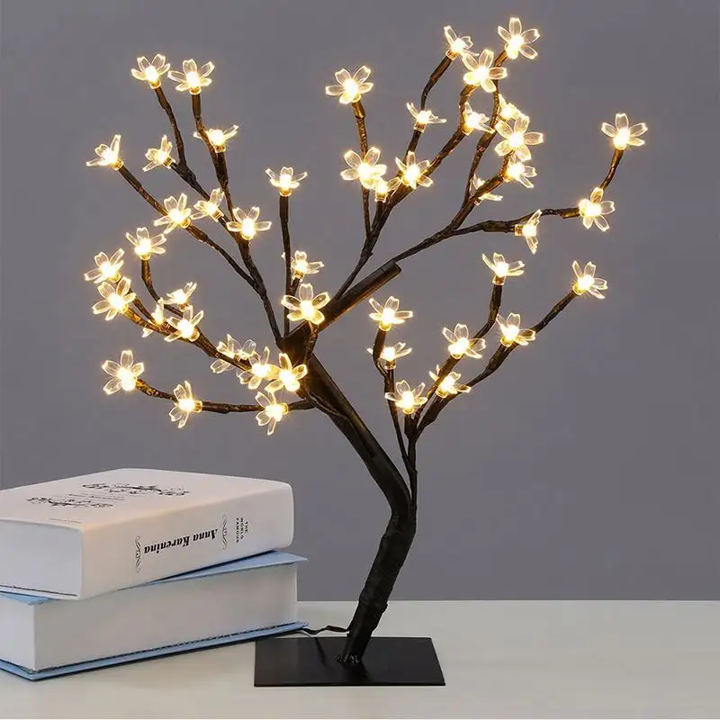 45cm table decoration simulate led battery artificial 3d tree lights home decorate lamps moon solar room floor for living wall