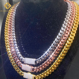 Cadena Cubana de Plata de Ley 925 de 10 mm con Diamantes Cultivados en Laboratorio IGI, Cadena Cubana Hip Hop con Incrustaciones de Diamantes, Joyería - Product Image 4