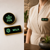 Badge d'identification sécurisé en métal, coloré et clignotant, avec clip de revers, porte-badge LED pour personnel, conférences et expositions