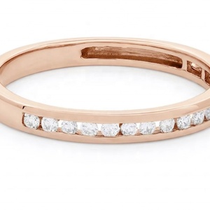 Classic Round Cut Lab Diamond Half Eternity <b>Ring</b> 14K 18K White Yellow Rose Gold Channel Setting Wedding Band Jewelry - Product Image 3