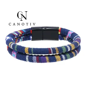 Vente en gros d'accessoires pour bracelets en corde pour hommes Cordon en nylon coloré Bracelets à breloques faits à la main