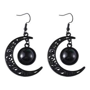 Pendientes de piedras preciosas con borla larga de Luna Negra ahuecada de Halloween superventas al por mayor con un <span class=keywords><strong>estilo</strong></span> gótico único - Product Image 6