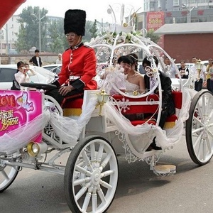 Carrozza Elettrica Personalizzabile per Matrimoni, Romantica Carrozza Dorata con Cavalli, Carrozza Natalizia a Forma di Zucca - Product Image 4