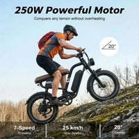 Vélo de montagne électrique rétro MX10 avec pneus larges 20x4.0, 48V 250W, 7 vitesses, fourche double en acier au carbone, selle longue et batterie au lithium