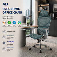 Chaise de bureau ergonomique de luxe, chaise de direction en mesh avec accoudoirs et appuie-tête réglables, confort et soutien tout au long de la journée
