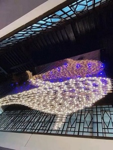 Benzersiz tasarım büyük beyaz balina modeli özel cam kristal avize & akvaryum müze iç dekorasyon için asılı ışık - Product Image 4