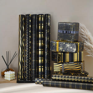 黒水玉幾何学シリーズフォイルスタンピングラッピングペーパー毎日結婚式用パッキングギフトパッキング70*50cm - Product Image 4