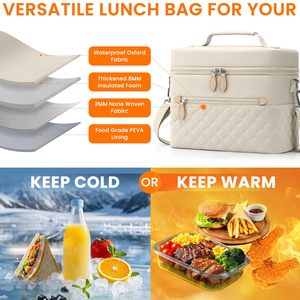 Dual Temperature Control Lunch Bag Multi-Compartment <b>Storage</b> for Office Picnics <b>Camping</b> and Daily Use - Product Image 5