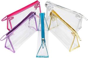 Sacs de maquillage transparents en PVC imperméables avec fermeture éclair pour femmes, pour bagages, cosmétiques et articles de toilette, vente en gros - Product Image 2