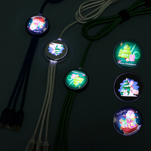 Hot bán năm mới vui vẻ giáng sinh biểu tượng tùy chỉnh Quà tặng khuyến mãi Set nylon bện 3-in-1 Micro <span class=keywords><strong>USB</strong></span> Type-C Cable với Led Logo - Product Image 2