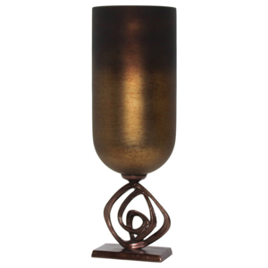 Elegante vaso in vetro sfumato con base a piedistallo per soggiorno, vaso decorativo per fiori - Product Image 2