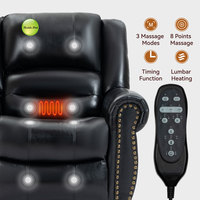Fauteuil inclinable électrique en cuir véritable avec fonction de levage assisté, massage, chauffage lombaire et port USB pour salon