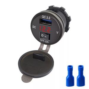 12-24V bleu LED double port QC3.0 <span class=keywords><strong>chargeur</strong></span> USB de <span class=keywords><strong>voiture</strong></span> adaptateur de prise de charge rapide pour véhicules camion <span class=keywords><strong>voiture</strong></span> marine RV - Product Image 5