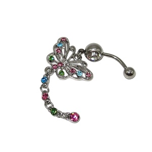 Anillos de Ombligo de Acero Inoxidable con Circonita y Baño de Oro, Diseño de Mariposa, Regalo Encantador para Niños, para Bodas - Product Image 2