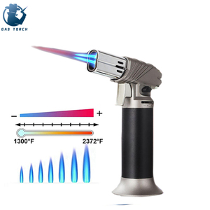 GF-908 Windproof đôi lửa màu xanh ngọn lửa thuốc lá đầu bếp nhà bếp kim loại khí butan Torch Lighter Gun - Product Image 1