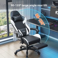 Chaise de jeu pour ordinateur/e-sport, chaise de bureau ergonomique en cuir avec soutien lombaire, confortable pour les longues heures de travail, réglable en hauteur
