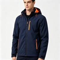 Blouson bomber softshell homme à capuche, poches zippées, logo personnalisable