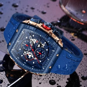 오리지널 브랜드 럭셔리 남성용 쿼츠 아날로그 크로노그래프 시계 3ATM 방수 실리콘 밴드 비즈니스/스포츠 스타일 스퀘어 타키미터 - Product Image 6