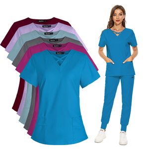 Set di Divise Ospedaliere Sexy e Alla Moda, Top con Scollo Incrociato e Pantaloni Jogger per Dottori e Infermieri, Uniformi Mediche Unisex Elasticizzate e Alla Moda - Product Image 3
