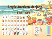 Set Mahjong Tema Makanan Amerika OEM Kustom 160 Ubin Akrilik Dengan Rak Label Pribadi Grosir untuk Hadiah Malam Permainan