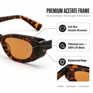 Gafas de Sol Polarizadas de Acetato con Logotipo Personalizado, Diseño Ovalado Delgado, Estilo Retro, Protección UV, para Hombre y Mujer, Suministro al por Mayor OEM - Product Image 2