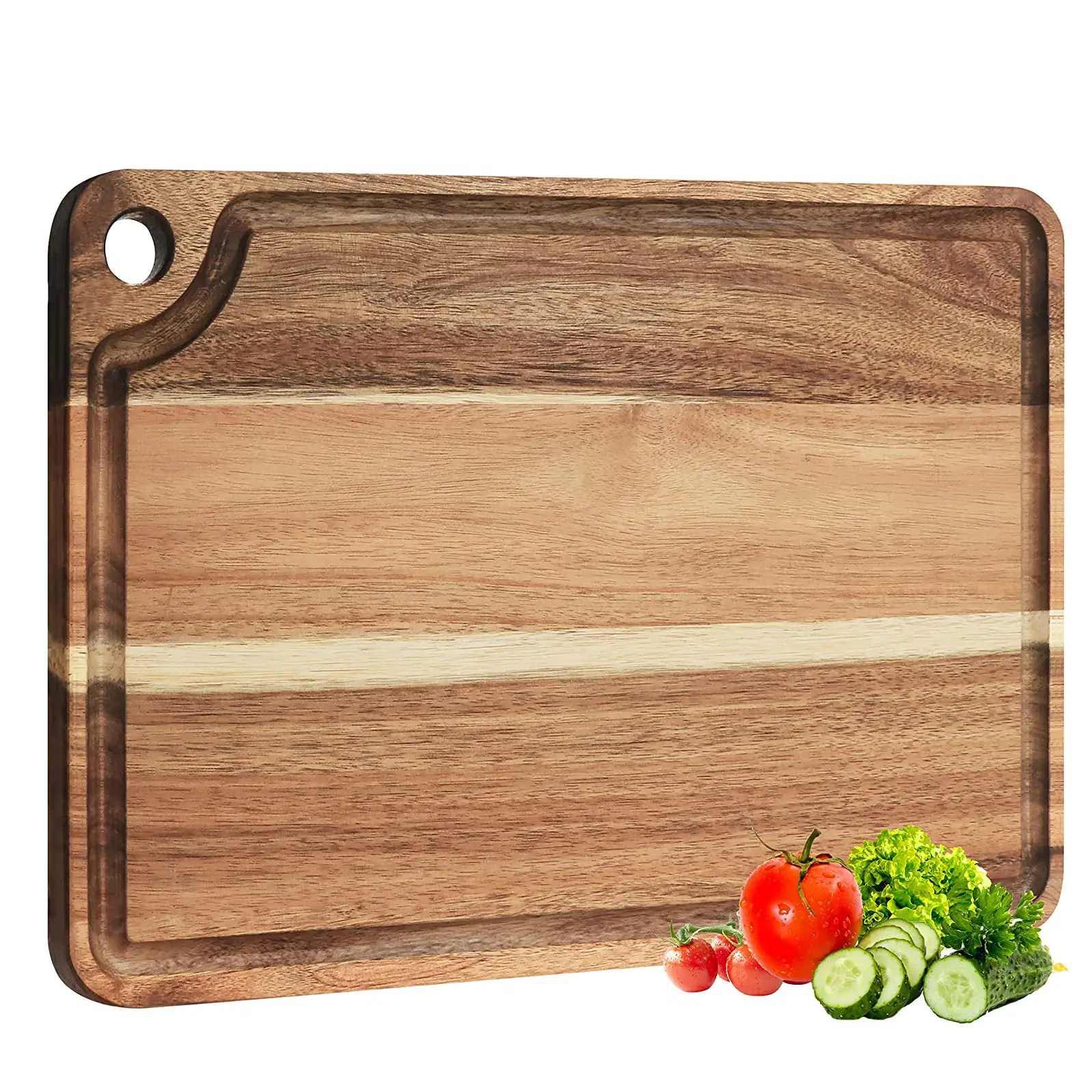 2023 High Quality Wood Butcher Chopping Cutting Block, Acacia Wood Cutting Board With Juice Groove