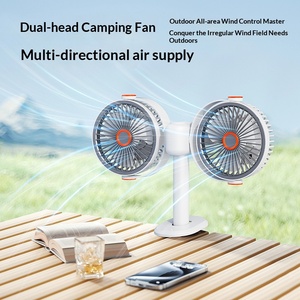 Ventilateur oscillant de bureau <span class=keywords><strong>à</strong></span> double tête, USB, 1200 mAh, rechargeable, portable, rotation automatique, ventilateur de refroidissement <span class=keywords><strong>à</strong></span> clipser sur table ou <span class=keywords><strong>mur</strong></span> - Product Image 2