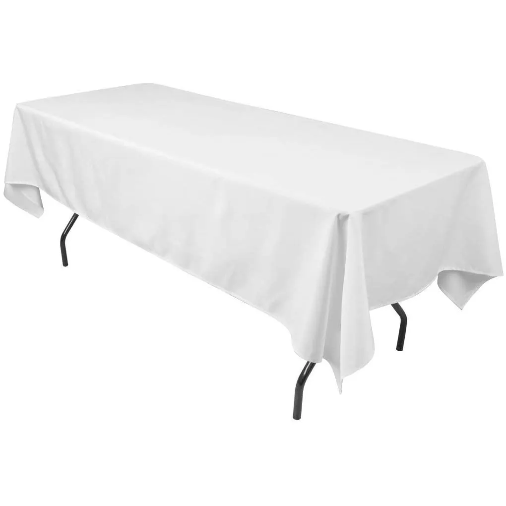 60*126 inch banquet rectangle white wedding polyester table cloth tablecloths for events