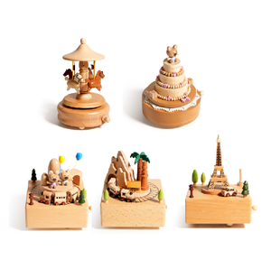 Carillon in Legno a Forma di Giostra con Animali, Movimento Musicale a Carica Manuale, Scatola Regalo con <span class=keywords><strong>Musica</strong></span>, Design Adorabile per Bambini e Decorazione Casa - Product Image 2