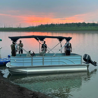 Bateau ponton de sport en aluminium de 23 pieds personnalisé, fabriqué à la main, avec moteur hors-bord, soudé, certifié CE, pour la croisière et le divertissement